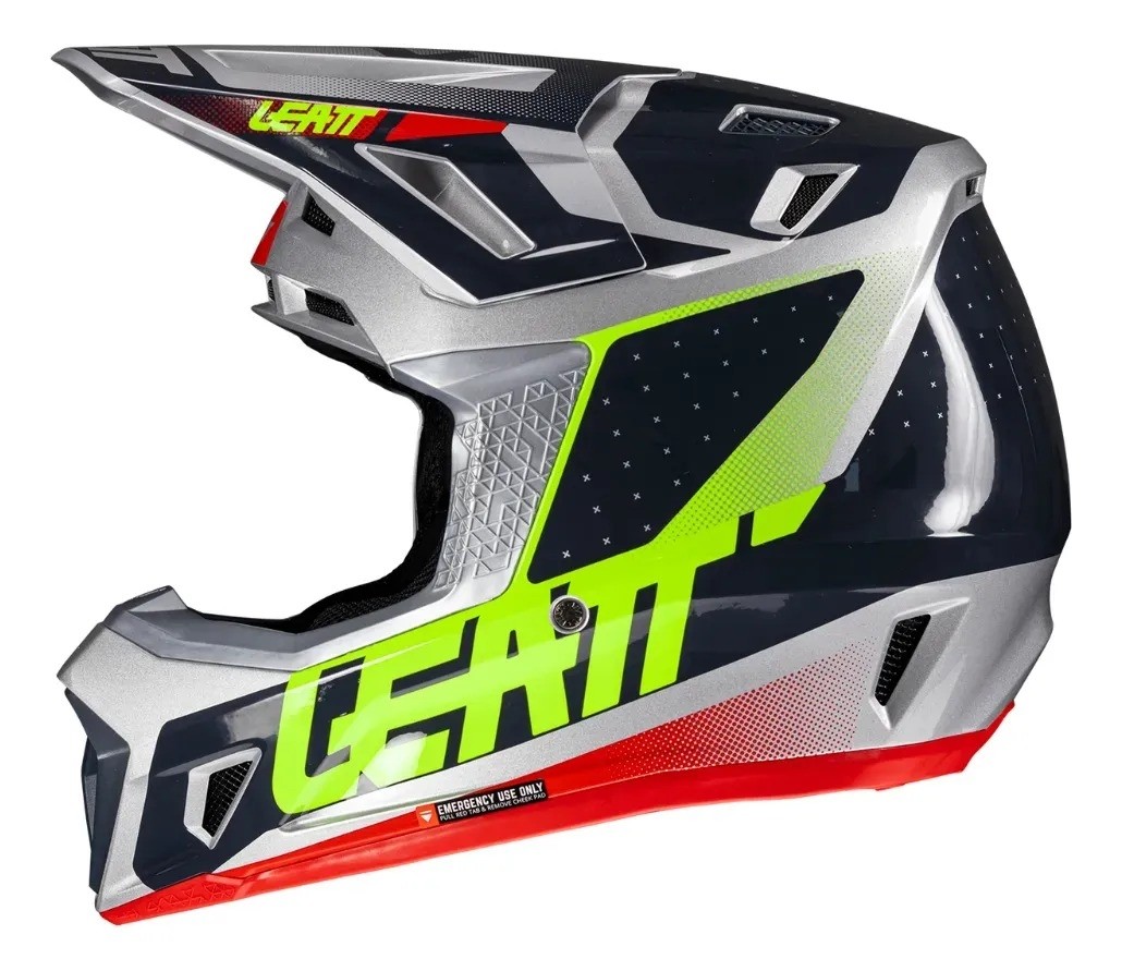 Motofama | Capacete Cross Leatt 7.5 Cinza e Verde C/Óculos