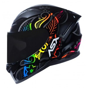 CAPACETE ASX CITY FLOWERS PRETO GRAFITE COLOR BRILHO