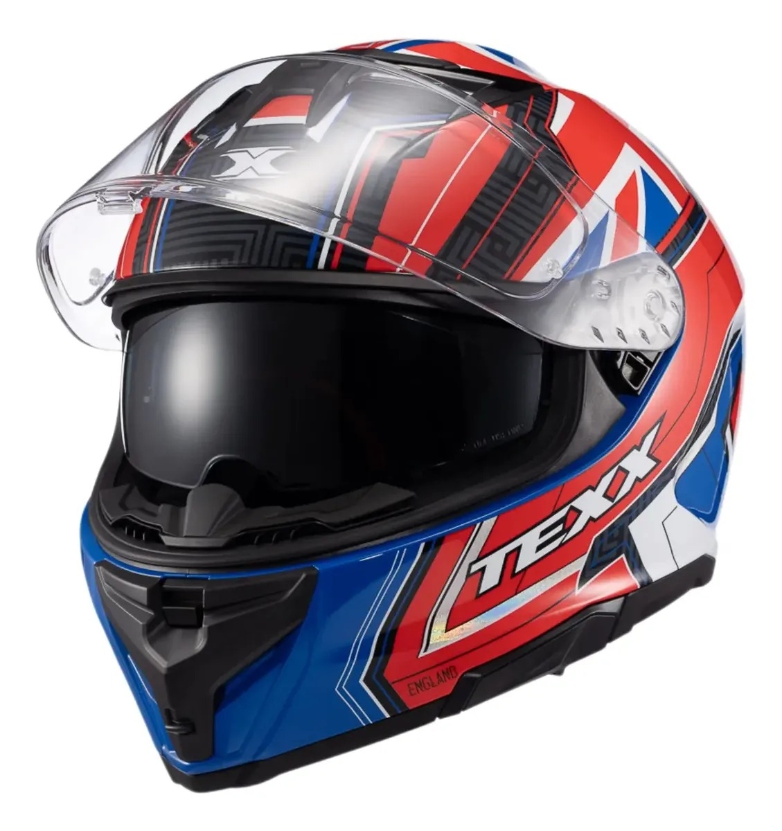 Motofama | Capacete Texx Kaiman Inglaterra Vermelho Com Óculos