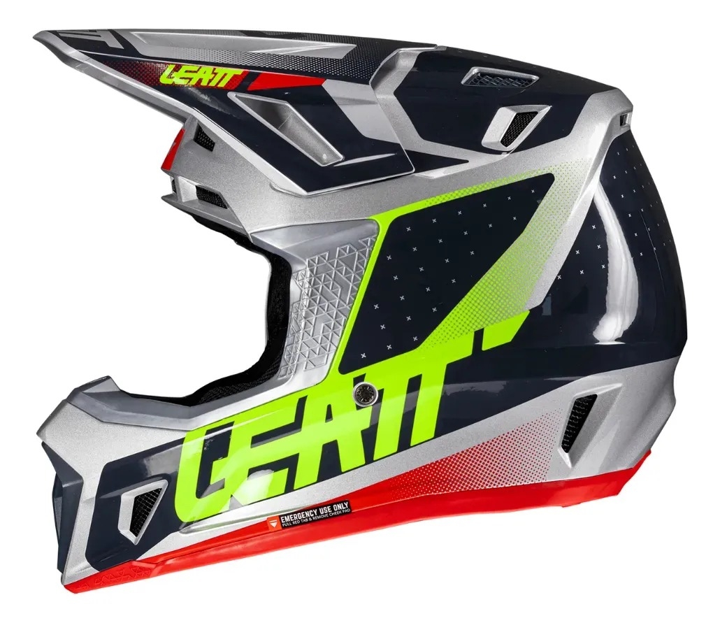 Motofama | Capacete Cross Leatt 7.5 Cinza e Verde C/Óculos